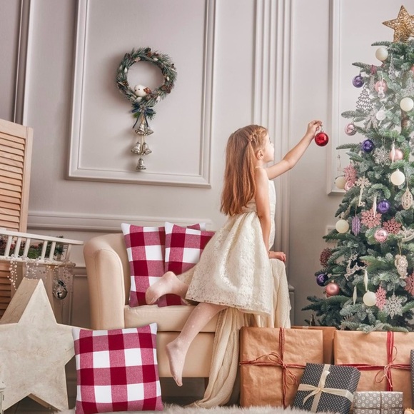 Set of 4 Farmhouse Buffalo Check Plaid Pillow Covers 20 x 20 - Picture 5 of 6